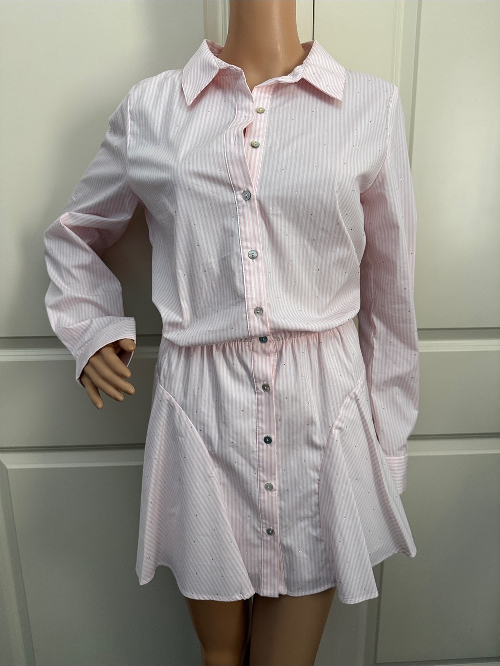 New 14th Place ' Striped Rhinestone Shirtdress - Picture 8 of 11